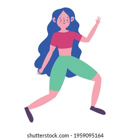 girl making exercise isolated icon