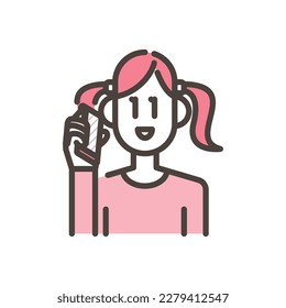 Girl making a phone call on her smartphone【Vector illustration】
