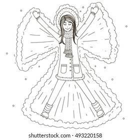 Girl making a snow angel