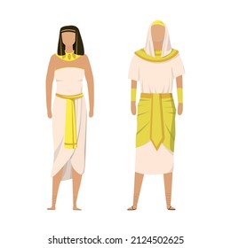 Girl and man in Egyptian folk national festive costumes - Vector illustration