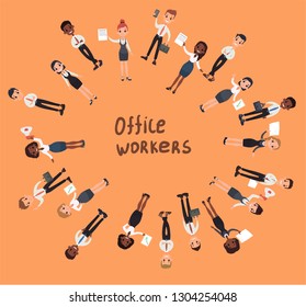 Girl man office documents briefcase tie formal wear suit business worker. Vector cartoon