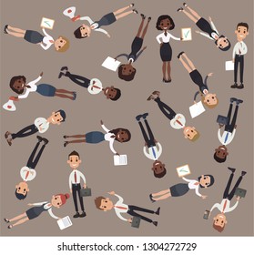 Girl man office documents briefcase tie formal wear suit business worker. Vector cartoon