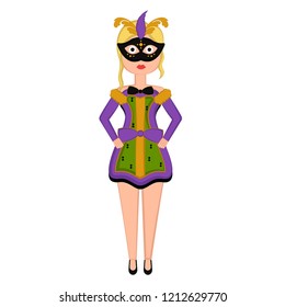 Girl with a mardi gras costume. Vector illustration design