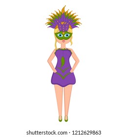 Girl with a mardi gras costume. Vector illustration design