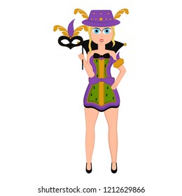 Girl with a mardi gras costume. Vector illustration design