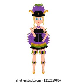 Girl with a mardi gras costume. Vector illustration design