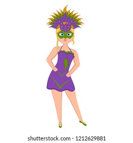 Girl with a mardi gras costume. Vector illustration design