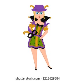 Girl with a mardi gras costume. Vector illustration design