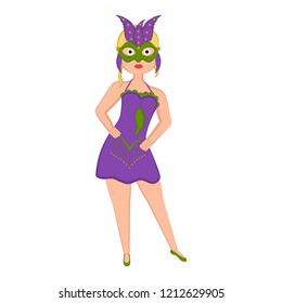 Girl with a mardi gras costume. Vector illustration design