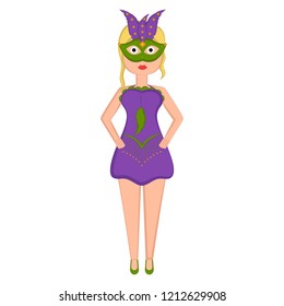 Girl with a mardi gras costume. Vector illustration design