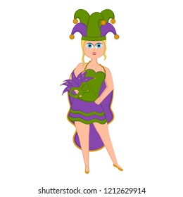 Girl with a mardi gras costume. Vector illustration design