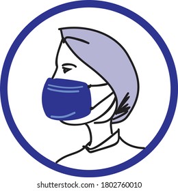 A Girl with Mask clean design for logo, and promotional banners or a doctor COVID