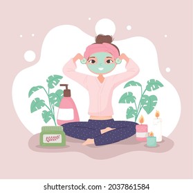 girl with mask cucumber skincare