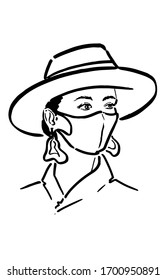 A girl in a mask and a hat. Face mask. The protective mask. Coronavirus. Illustration vector.