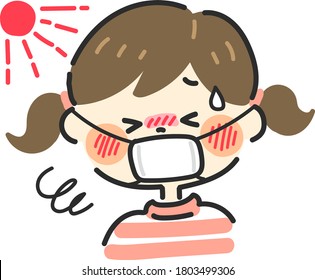 Girl with mask heat stroke