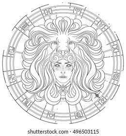 the girl in the mask of a lion