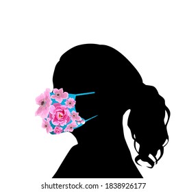 Girl in a mask made of flowers. Vector illustration