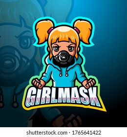 Girl mask mascot esport logo design