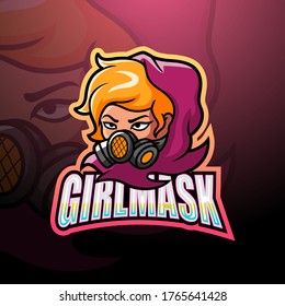Girl mask mascot esport logo design