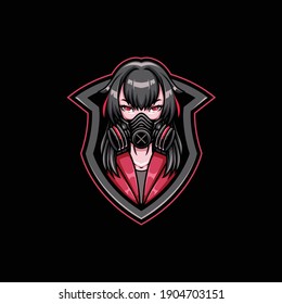 Girl Mask Mascot Gaming Esport Logo Template