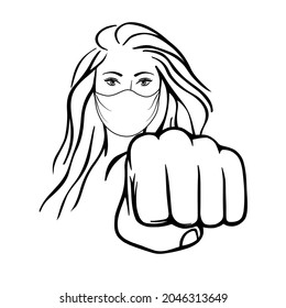 girl with mask punch coronavirus
