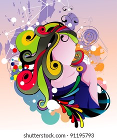 girl with mask vector