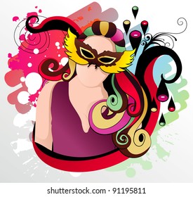girl with mask vector