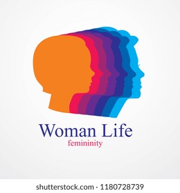 Girl maturation age years concept, adulthood idea, the time of life, periods and cycle of life, growing old, from infancy to maturity. Vector simple classic icon or logo design.
