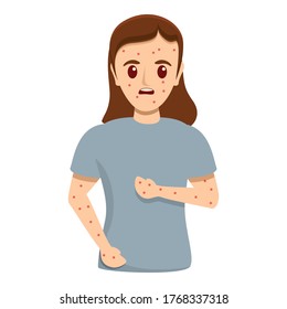 Girl measles infection icon. Cartoon of girl measles infection vector icon for web design isolated on white background