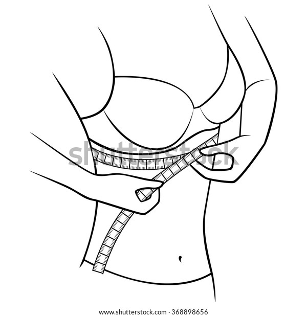 胸の大きさをテープで測る女の子 輪郭ベクターイラスト のベクター画像素材 ロイヤリティフリー
