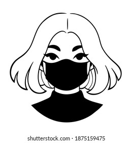 girl in a medical mask, in cartoon style