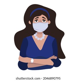 Girl in a medical mask, nature graphics