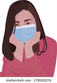 
girl in a medical mask. stay home. quarantine