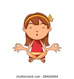 Girl meditating, vector illustration