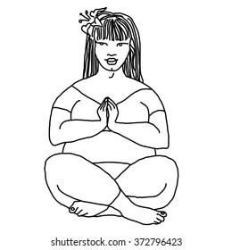 Girl meditating_white and black