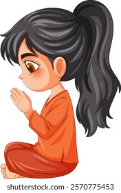 A girl in meditation pose with closed eyes