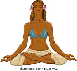 Girl in a meditation / vector illustration