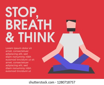 Girl meditation vector illustration. Learn to Meditate Template Design. Woman meditating concept.