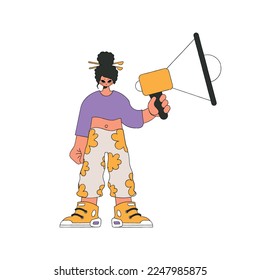 Girl with a megaphone. labor market. Human resource and recruitment.