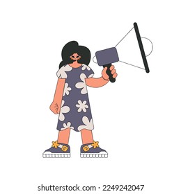 Girl with a megaphone. labor market. The sphere of human resources.