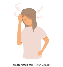 Girl mental pain icon cartoon vector. Dizzy headache. Sick brain