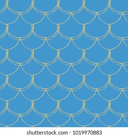 Girl mermaid seamless pattern. fish skin backdrop. Tillable background for girl fabric, textile design, wrapping paper, swimwear or wallpaper.