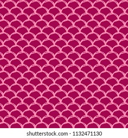 Girl mermaid seamless pattern. Pink fish skin backdrop. Tillable background for girl fabric, textile design, wrapping paper, swimwear or wallpaper. Girl mermaid texture with fish scale underwater.
