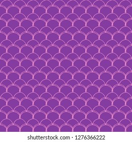 Girl mermaid seamless pattern. Pink fish skin backdrop. Tillable background for girl fabric, textile design, wrapping paper, swimwear or wallpaper. Girl mermaid texture with fish scale underwater.