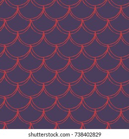 Girl mermaid seamless pattern. Pink fish skin backdrop. Tillable background for girl fabric, textile design, wrapping paper, swimwear or wallpaper. Girl mermaid texture with fish scale underwater.