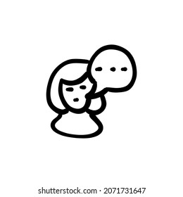 icono de mensajería de chica en vector. Logotipo - Doodle