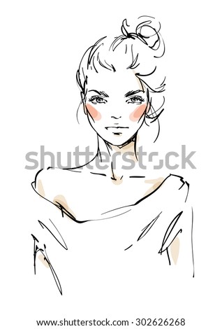 Girl Messy Bun Stock Vector (Royalty Free) 302626268 