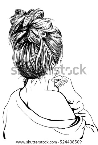 Girl Messy Bun Stock Vector (Royalty Free) 524438509 