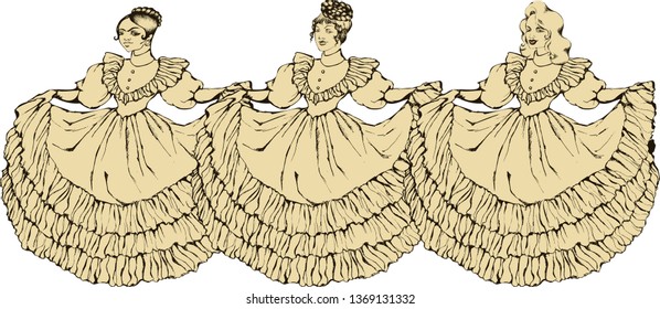 Girl in mexican costume. Vector illustration with design for Mexican holiday 5 may Cinco De Mayo. Vector template with traditional Mexican symbols 