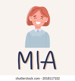 The girl Mia smiles. Middle school student. Vector illustration